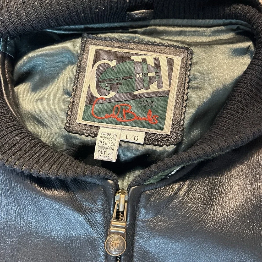 Vintage Carl Banks‎ G-III New York Jets Leather Jacket Size L